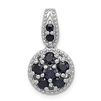 925 Sterling Silver Polished and Sapphire Circle Pendant Necklace Jewelry for Women