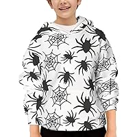Unisex Youth Hooded Sweatshirt Spiders Pattern Cute Kids Hoodies Pullover for Teens