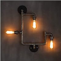 E27 3-Lights Metal Sconce Wall Light Fitting Vintage Industrial Retro Water Pipe Wall Lamp for Bar Restaurant Lighting Decoration Coffee Shop Wall Sconce Silver