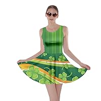 CowCow Womens Irish Outfits Green Shamrock Pattern ST Patrick's Day Clover Leaves Leprechauns Skater Dress, XS-5XL