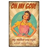 Vintage Pin Up Lady Metal Tin Sign 8×12inch Retro Support Mom Funny Tin Room Door Sign Cave Signs Art Plaque Poster Wall Decor for Home Bars Cafe Pubs Club Decoration