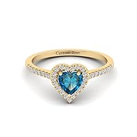 10K 14K 18K Gold 0.28 Cttw Moissanite/Natural Diamond Heart Shaped Gemstone Engagement Ring for Women 1 Carat Halo Heart Birthstone Promise Ring
