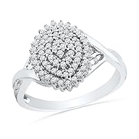 Sterling Silver Round Diamond Cluster Ring (1/3 cttw)
