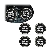 8sanlione Bling Car Cup Coaster, 4Pcs Don't Fuck up The Car Cup Holder, 2.75in Crystal Rhinestone Silicone Anti-Slip Insert Cup Mats, Universal Auto Interior Accessories (Black/White)