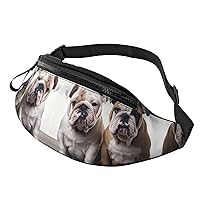 Two Cute Bulldog Dogs Fanny Pack for Man Women Waist Bag Adjustable Belt Casual Chest Bag Bum Bags for Travel Sports Running Hiking Waist Packs