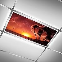 Lights Fluorescent Light Covers for Classroom Office Exotic Sunset Tropical Light Filters Ceiling Fluorescent LED Ceiling Light Cover Skylight Film Filter Office Classroom Decorations