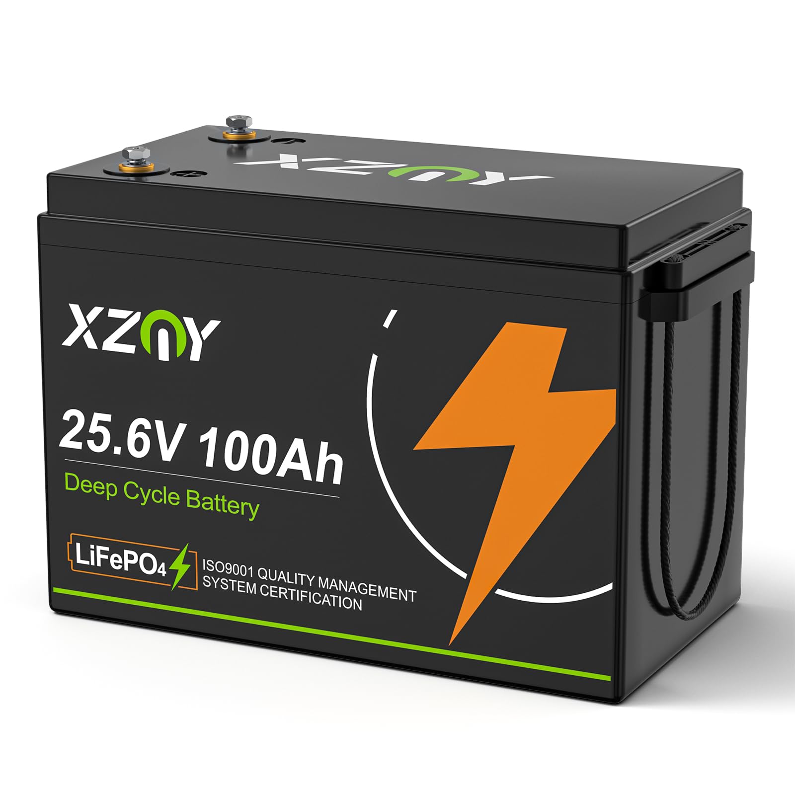 XZNY 24V 100Ah LiFePO4 Lithium Battery, 5000+ Deep Cycles 24V Rechargeable Lithium Battery Built-in 120A BMS, 100Ah LiFePO4 Battery for Trolling Motor, Solar Home, RV, Camping, Backup Power