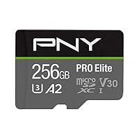 PNY 256GB PRO Elite microSDXC Memory Card - 100MB/s, U3, V30, A2, 4K UHD, Full HD, UHS-I, micro SD