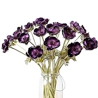 5Pcs Artifical Real Touch PU Anemone Flower Bouquet Room Home Decor (Purple)