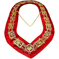 Masonic Regalia Free Mason Shriner Golden Chain Red Velvet Back Masonic Shriner Chain Collar Shriner Jewels