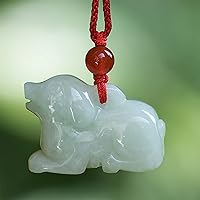 Natural Emerald Chinese Zodiac Pendant Necklace Jewellery Fashion Ccessories Hand-Carved Man Woman (Gem Color : Dog)