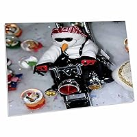 3dRose White Snowman Sitting on a Motorcycle Driving on Snow. - Desk Pad Place Mats (dpd-211625-1)