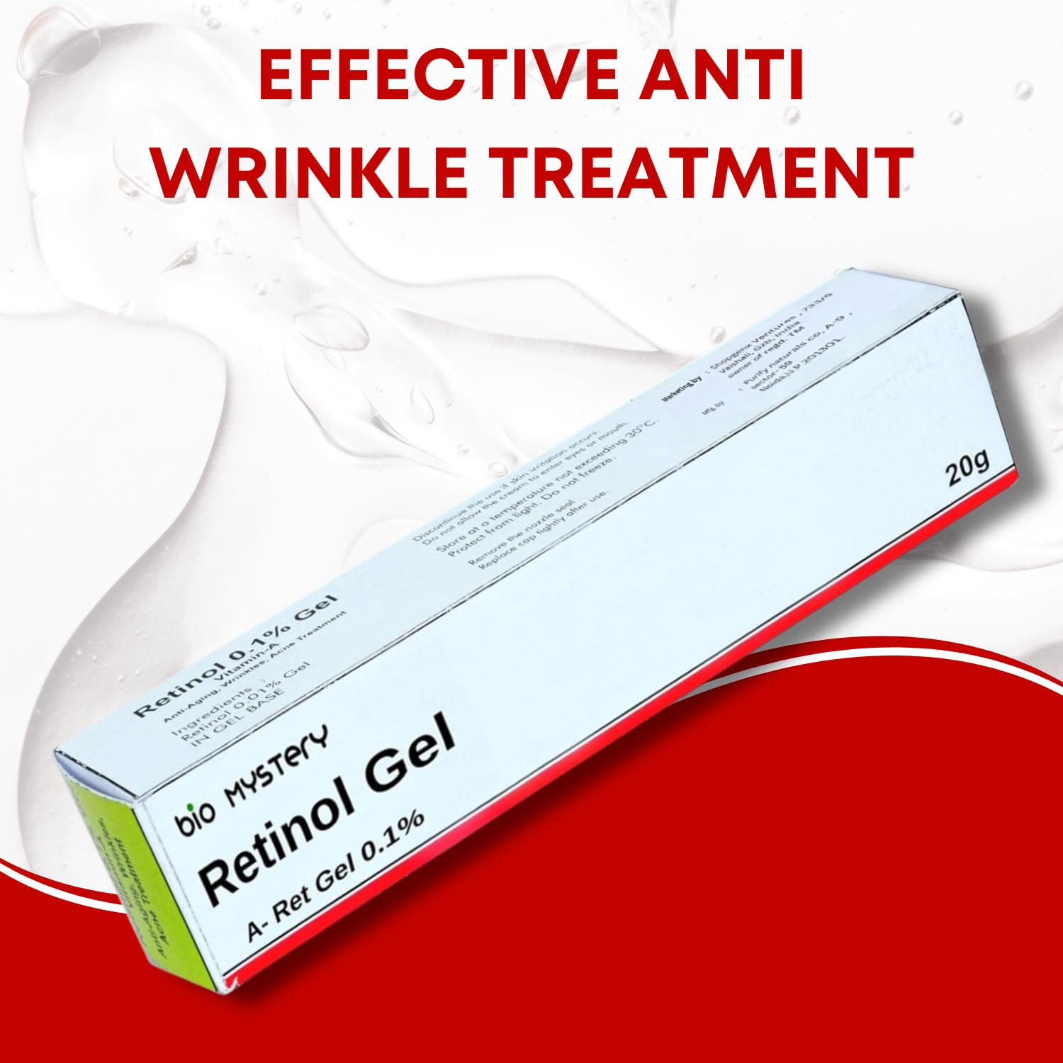 Bio Mystery Retinol Gel 0.1 Vitamin A Repairs Fine Lines & Wrinkles, Scar Treatment, Sun Spots, Anti-Aging Formula (20 Gram / 0.7 Oz)