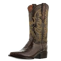 Mens Brown Leather Cowboy Boos Western Wear Animal Print J Toe