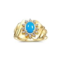Rylos 14K Yellow Gold Ring with Oval 7X5MM Gemstone & Sparkling Diamonds – Radiant Birthstone Jewelry for Women – Available in Sizes 5-10