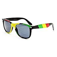 Rasta Stripes Square Sunglasses Jamaican Colors, Black, Green, Yellow, Red, One Size Fits Most