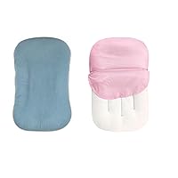 Hooyax Muslin Baby Lounger Covers and Cotton Newborn Lounger Slipcovers Set (Blue & Pink)