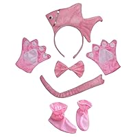 Petitebella Pink Fish Bowtie Tail Gloves Shoes 5pc Children Costume (One Size)