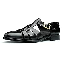 Mens Sandals Leather Dress Casual Shoes for Men Business Fashion Breathable Slip On Buckle Shoes Summer Shoes