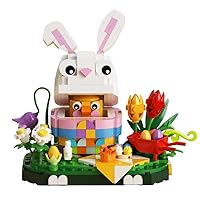 Easter Eggs Building Building Toys Set 400 Pieces, Easter Bunny Eggs Chick Building Kit, Easter Toy Stuffers Includes Bunny Eggs and Tulips, Easter Decorations, Easter Party Favors for Kids 6+
