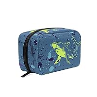 Creative Fashion Colorful Style With Sharks Printing Cosmetic Bag with Zipper Multifunction Toiletry Pouch Storage Bag for Women