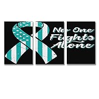 Cervical Cancer Awareness Flag 3 Piece Canvas Wall Art Picture Wall Decor Print Painting for Living Room Bedroom Kitchen