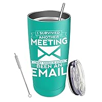 Personalized Tumbler I Survived Another Meeting That Should Have Been An Email Tumbler 20 oz Tumbler with Lid and Straw Insulated Tumbler Stainless Steel Tumbler Funny Gift