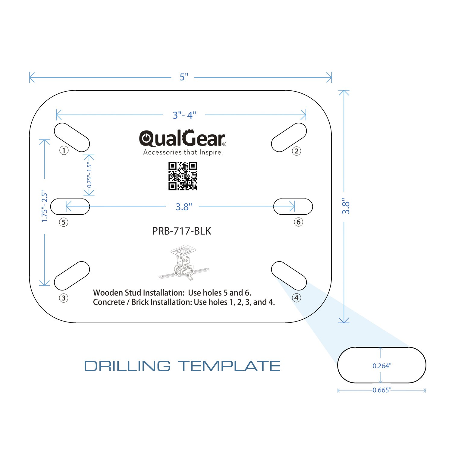 QualGear PRB-717-Blk Ceiling Mount Projector Accessory,Black Mount