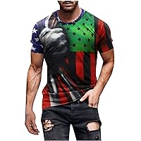 Mens American Flag Printed T-Shirt Casual Patriotic Shirt for Men Short Sleeve 4th of July Tees Athletic Gym Tops