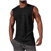 Men's Basic Tank Tops Crewneck Sleeveless Solid T Shirts Loose Fit Workout Tank Shirt Athletic Active Sports Classic Tee
