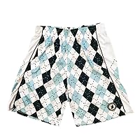 Flow Society Blue & White Argyle Attack Mens Athletic Shorts with Pockets