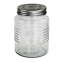 Grant Howard Mason Classics Glass Rreserve Jar - Metal Emboss Top, 28 Ounces, Food Storage Canning Container, Clear Clear Lids,Silver 52143