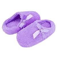 Orthoshoes Girls Fluffy Slippers,Faux Fur Fuzzy Slip-on House Slippers Clog Memory Foam House Shoes with Ribbon Bow for Girls Bedroom Indoor