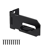 3 Inch Heavy Duty Door Locks Hasp Latch, Stainless Steel Security Packlock Clasp Hasp Lock Latch for Fence Gate, Gate, Shed Closet Cabinet, Black, 1 Pack