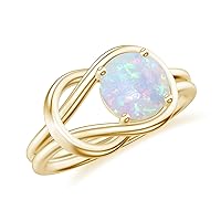 Natural Opal Infinity Knot Ring for Women Girls in Sterling Silver / 14K Solid Gold/Platinum