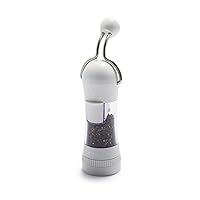 Salt and Pepper Grinder, Mess-Free Ratchet Mill, Adjustable Coarseness and Easily Refillable, White 1/3 Cup Capacity
