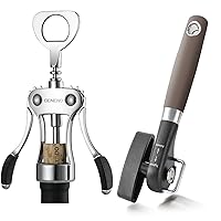 Zinc Alloy Premium Wing Corkscrew Wine Opener and Can Opener Smooth Edge Side Cut Can Opener Manual with Durable Sharp Blade