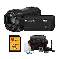Panasonic HC-VX981K 4K Ultra HD Camcorder Bundle with Gadget Bag with Accessory and Cleaning Kit anf 64GB SDXC Memory Card (3 Items)