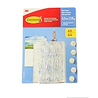 Command Clear Indoor Mini Hooks - Strong Hold & Damage-Free Hanging 0.5lb|225g, 60 Hooks & 64 Strips - 1 Pack