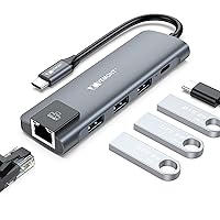 VEMONT USB C hub,5 in1 USB-C hub, Type-c multiport Adapter with Gigabit Ethernet, 3 USB 3.0 hub for Data, 100W Power Delivery, USB c hub for Laptop MacBook/ipad, and Other USB C Devices