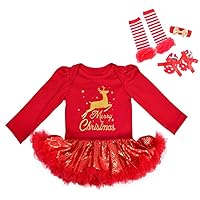 Dressy Daisy My 1st First Christmas Outfits for Baby Girls Xmas Party Onesie Romper Bodysuit Tutu Dress Set