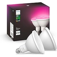 Smart 100W PAR38 LED Bulb - White and Color Ambiance Color-Changing Light - 2 Pack - 1300LM - E26 - Outdoor - Control with Hue App - Works with Alexa, Google Assistant and Apple Homekit