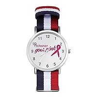 Ochsner Goes Pink Nylon Watch Adjustable Wrist Watch Band Easy to Read Time with Printed Pattern Unisex