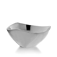 Nambe Tri-Corner Salad Bowl | Chilled Serving Dish for Side Dishes, Pasta, Guacamole | Prep-Ahead-Bowl Can Be Heated or Chilled | 9-Inch | Made of Metal Alloy (Silver)