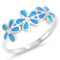 CHOOSE YOUR COLOR Sterling Silver Flower Plumeria Ring
