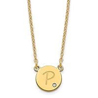 Jewels By Lux Initial Circle with Diamond Cable Chain Necklace (Length 18 in)