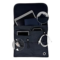 Airplane Pocket Organizer | Tray Table Cover | In Flight Seat Back Organizer Bag | Commuter Essential Travel Bag | Media Pouch For Flying | Travel Gift | Attaches To Luggage