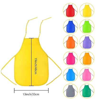 Caydo 24 Pieces 12 Colors Children's Artists Fabric Aprons for Kitchen, Classroom, Community Event, Crafts and Art Painting Activity