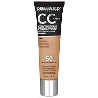 Dermablend Continuous Correction Tone-Evening CC Cream Foundation SPF 50+, Full Coverage Foundation Makeup & Color Corrector, Oil-Free