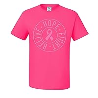 Believe Hope Fight Breast Cancer Awareness Graphic Mens T-Shirts